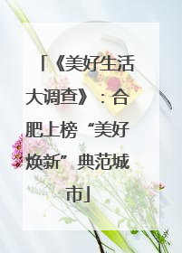 《美好生活大调查》：合肥上榜“美好焕新”典范城市