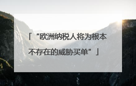 “欧洲纳税人将为根本不存在的威胁买单”