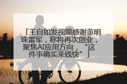 王自如发视频感谢董明珠雷军，称将再次创业，聚焦AI应用方向，“这件事确实来钱快”