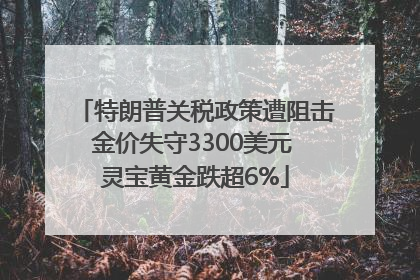 特朗普关税政策遭阻击金价失守3300美元 灵宝黄金跌超6%