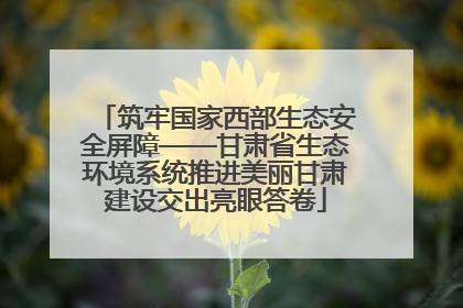 筑牢国家西部生态安全屏障——甘肃省生态环境系统推进美丽甘肃建设交出亮眼答卷