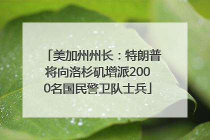 美加州州长：特朗普将向洛杉矶增派2000名国民警卫队士兵