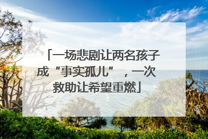 一场悲剧让两名孩子成“事实孤儿”，一次救助让希望重燃