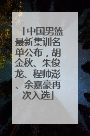 中国男篮最新集训名单公布，胡金秋、朱俊龙、程帅澎、余嘉豪再次入选