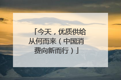今天，优质供给从何而来（中国消费向新而行）