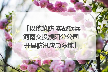 以练筑防 实战砺兵 河南交投濮阳分公司开展防汛应急演练