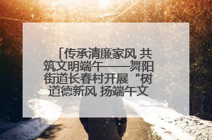 传承清廉家风 共筑文明端午——舞阳街道长春村开展“树道德新风 扬端午文化”主题活动