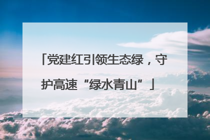 党建红引领生态绿，守护高速“绿水青山”