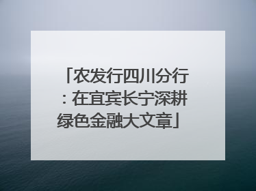 农发行四川分行：在宜宾长宁深耕绿色金融大文章