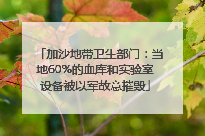 加沙地带卫生部门：当地60%的血库和实验室设备被以军故意摧毁