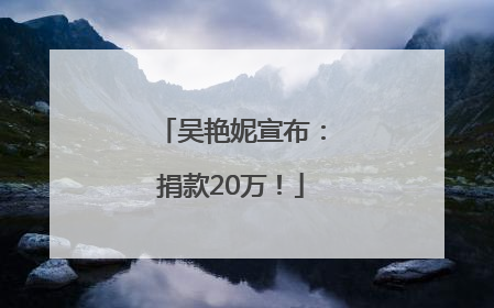 吴艳妮宣布：捐款20万！