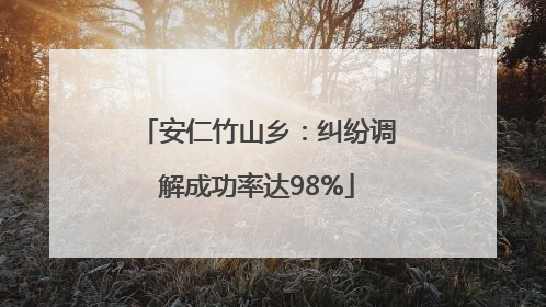 安仁竹山乡：纠纷调解成功率达98%