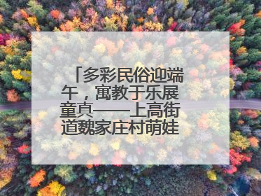 多彩民俗迎端午，寓教于乐展童真——上高街道魏家庄村萌娃传统文化盛宴