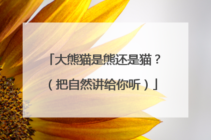 大熊猫是熊还是猫？（把自然讲给你听）
