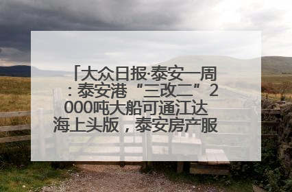 大众日报·泰安一周：泰安港“三改二”2000吨大船可通江达海上头版，泰安房产服务改革经验全省推广
