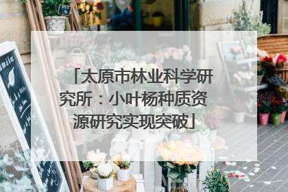 太原市林业科学研究所：小叶杨种质资源研究实现突破