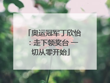 奥运冠军丁欣怡：走下领奖台 一切从零开始