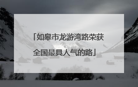 如皋市龙游湾路荣获全国最具人气的路