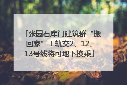 张园石库门建筑群“搬回家”！轨交2、12、13号线将可地下换乘