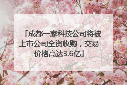 成都一家科技公司将被上市公司全资收购，交易价格高达3.6亿