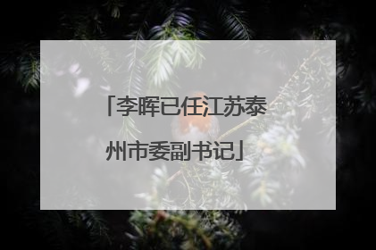 李晖已任江苏泰州市委副书记