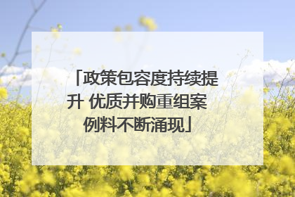 政策包容度持续提升 优质并购重组案例料不断涌现