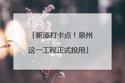 新添打卡点！泉州这一工程正式投用