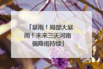 暴雨！局部大暴雨！未来三天河南强降雨持续