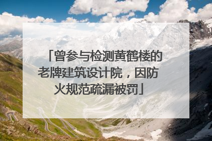 曾参与检测黄鹤楼的老牌建筑设计院，因防火规范疏漏被罚