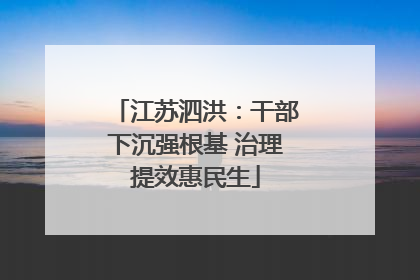 江苏泗洪：干部下沉强根基 治理提效惠民生