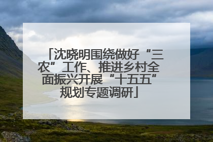 沈晓明围绕做好“三农”工作、推进乡村全面振兴开展“十五五”规划专题调研