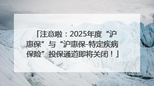 注意啦：2025年度“沪惠保”与“沪惠保-特定疾病保险”投保通道即将关闭！