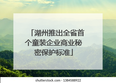 湖州推出全省首个童装企业商业秘密保护标准