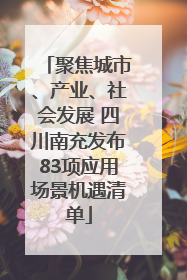 聚焦城市、产业、社会发展 四川南充发布83项应用场景机遇清单