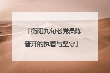 衡阳九旬老党员陈普开的执着与坚守
