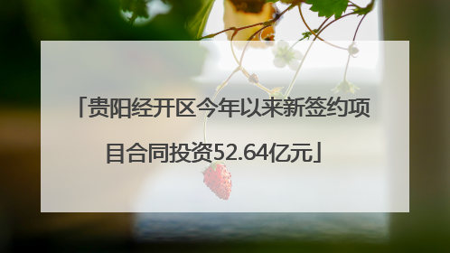 贵阳经开区今年以来新签约项目合同投资52.64亿元