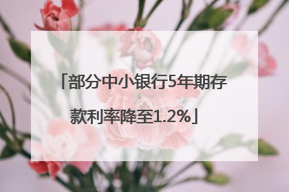 部分中小银行5年期存款利率降至1.2%