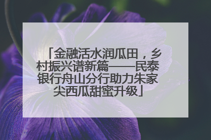 金融活水润瓜田，乡村振兴谱新篇——民泰银行舟山分行助力朱家尖西瓜甜蜜升级