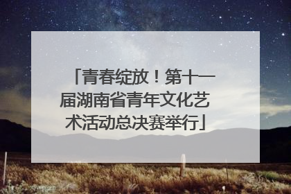 青春绽放！第十一届湖南省青年文化艺术活动总决赛举行